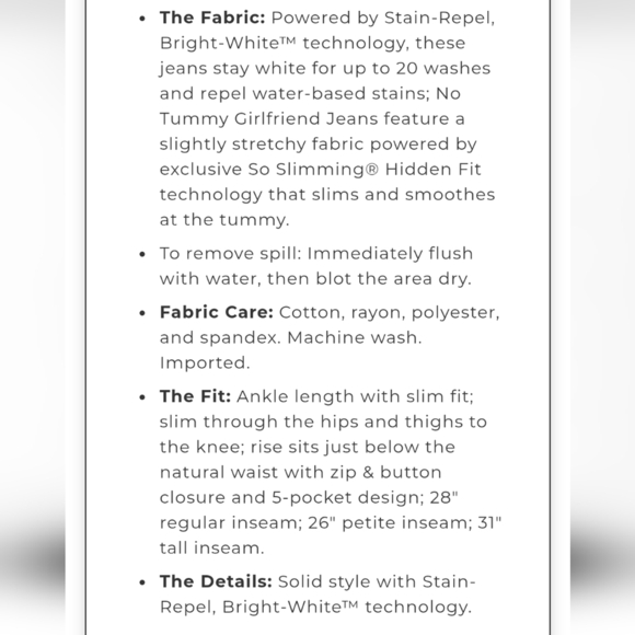 Chico's #570258018 So Slimming White Girlfriend Ankle Jeans NWT - Picture 16 of 16